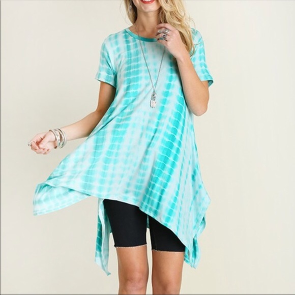 Aqua blue tie dye tunic - Picture 2 of 4